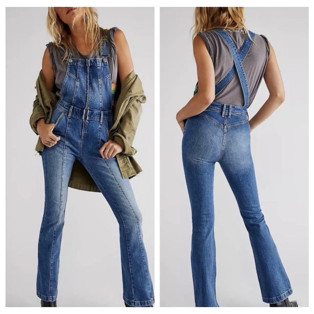 NEW Free People We The Free Camilla Overalls Slim Bootcut Western Farmer Boho M